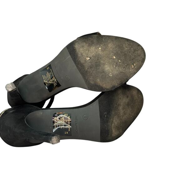 Metaphor Black Faux Suede Strappy Heels 9 - Picture 6 of 7